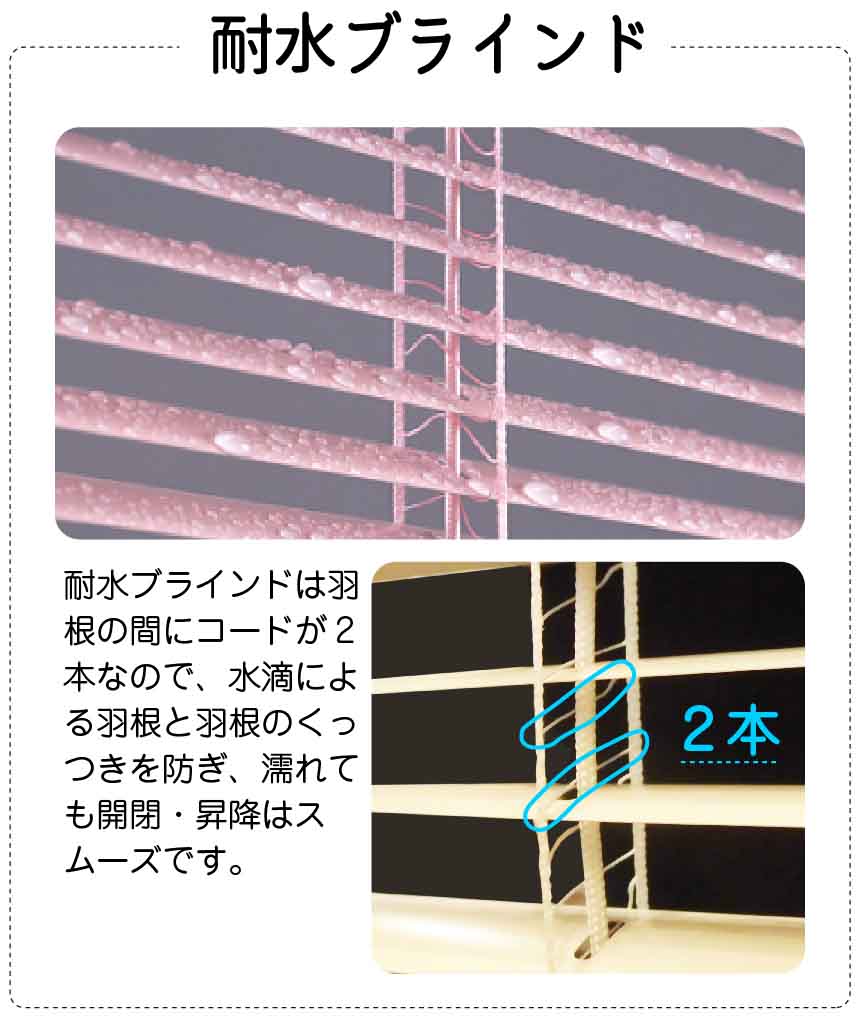 耐水格安アルミブラインド機能比較