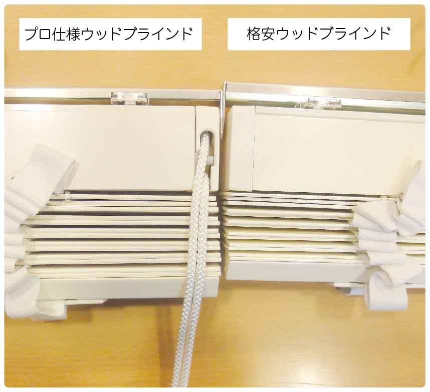 ウッドブラインドのたたみ幅比較