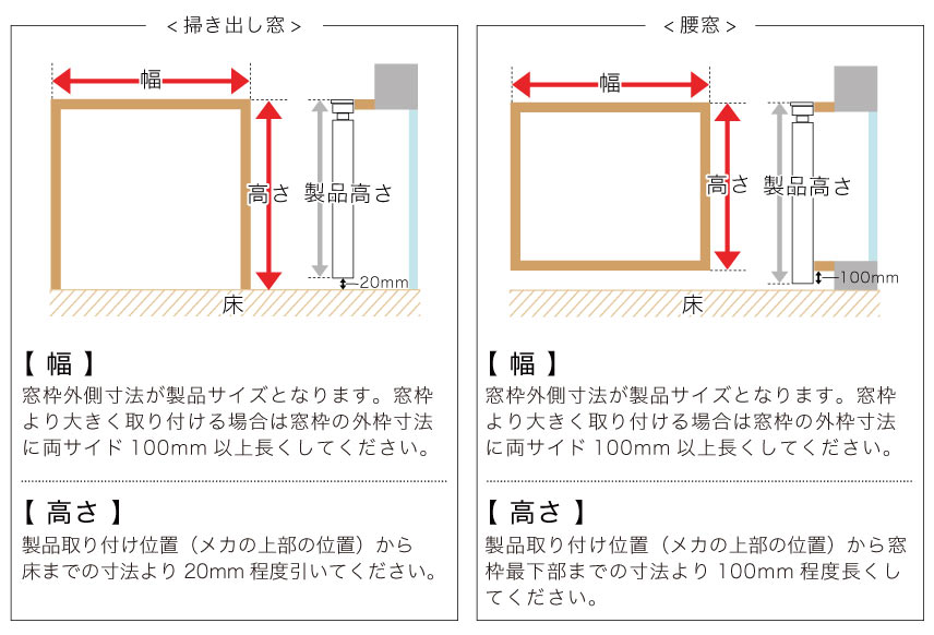 バーチカルブラインド採寸方法:窓枠外側に取り付ける正面付の測り方