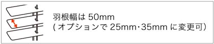 羽根幅50mm オプションで25mmと35mが選択可能