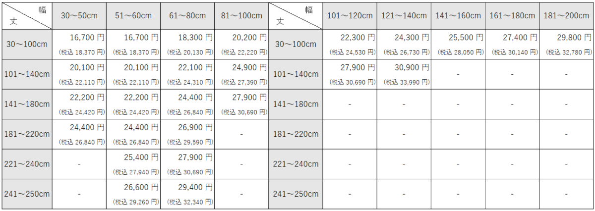 【定番】スタンダード小窓用ウッドブラインドの価格表