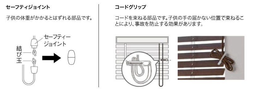 ウッドブラインドの安全対策例です