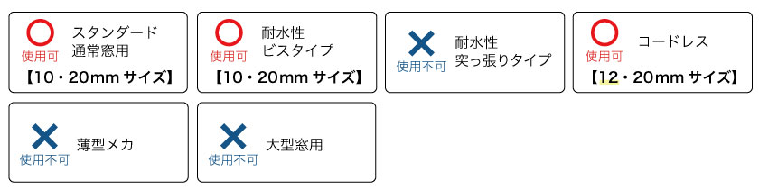 ブラケットスペーサーのアルミブラインド機種別対応表