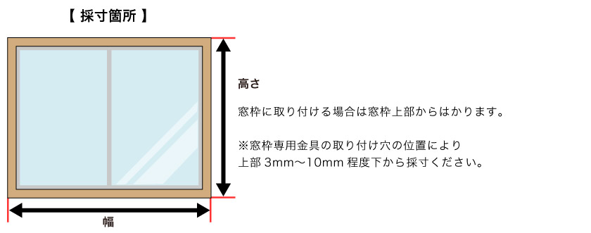 アルミブラインドの窓枠専用金具での取り付け時の採寸方法