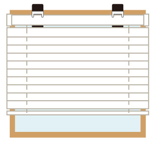 アルミブラインド取り付け方。窓枠専用取付金具を使った、窓枠・木枠へのアルミブラインド取付方法。